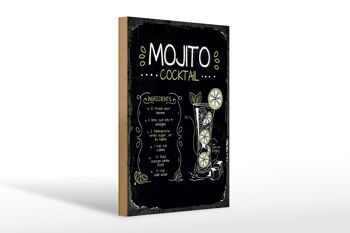 Panneau en bois recette Mojito Cocktail Recipe 20x30cm cadeau 1