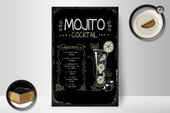 Panneau en bois recette Mojito Cocktail Recipe 20x30cm cadeau 2