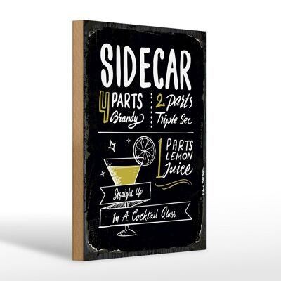 Holzschild Rezept Sidecar Cocktail Recipe 20x30cm Geschenk