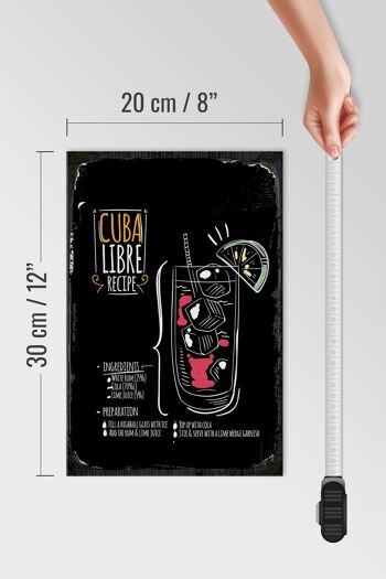 Panneau en bois Recette Cuba Libre Cocktail Recipe 20x30cm 4