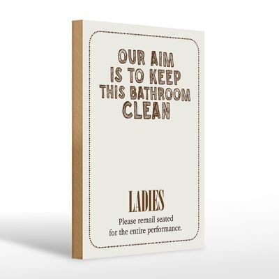 Holzschild Spruch Keep this bathroom clean 20x30cm