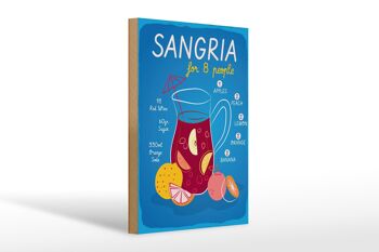 Panneau en bois Recette Recette Sangria pour 8 personnes 20x30cm 1