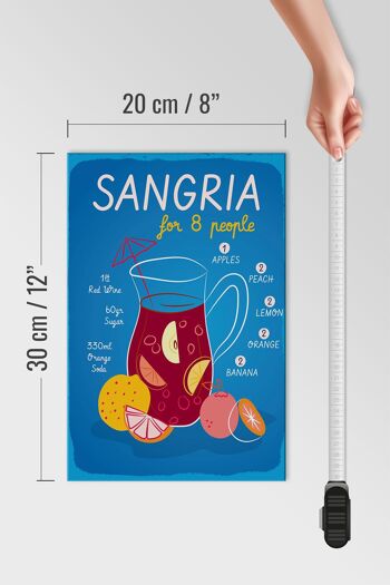 Panneau en bois Recette Recette Sangria pour 8 personnes 20x30cm 4