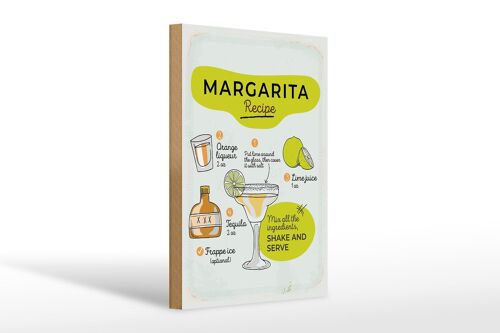 Holzschild Rezept Margarita Recipe orange lime 20x30cm