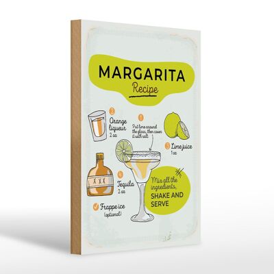 Holzschild Rezept Margarita Recipe orange lime 20x30cm