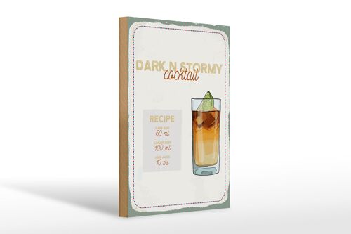 Holzschild Rezept Dark n Stormy Cocktail Recipe 20x30cm