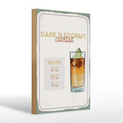 Holzschild Rezept Dark n Stormy Cocktail Recipe 20x30cm