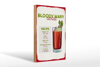 Panneau en bois Recette Bloody Mary Cocktail Recipe 20x30cm 1
