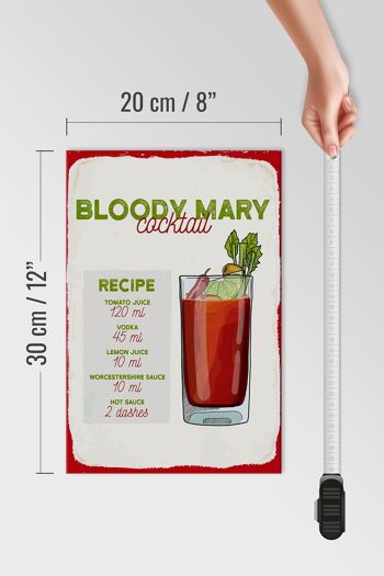 Panneau en bois Recette Bloody Mary Cocktail Recipe 20x30cm 4