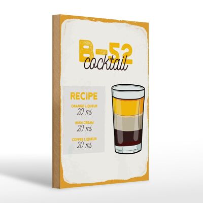 Panneau en bois recette B-52 Cocktail Recipe Orange 20x30cm