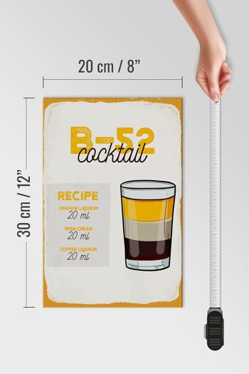 Panneau en bois recette B-52 Cocktail Recipe Orange 20x30cm 4