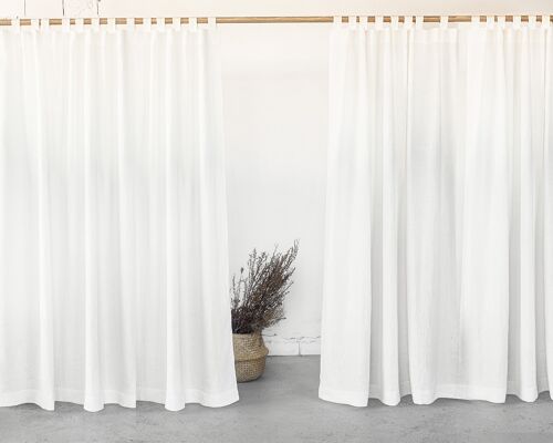 White Linen Tab Top curtain, 140x229 cm