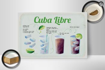 Panneau en bois Recette Cuba Libre Cocktail Recipe 30x20cm 2