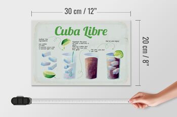 Panneau en bois Recette Cuba Libre Cocktail Recipe 30x20cm 4