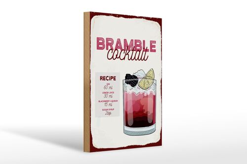 Holzschild Rezept Bramble Cocktail Recipe Gin 20x30cm