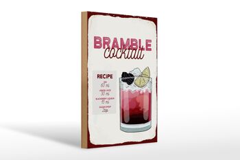 Panneau en bois recette Bramble Cocktail Recipe Gin 20x30cm 1