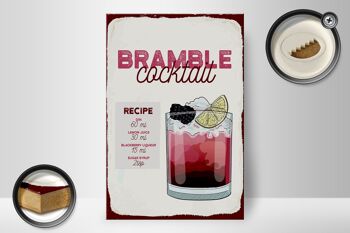 Panneau en bois recette Bramble Cocktail Recipe Gin 20x30cm 2