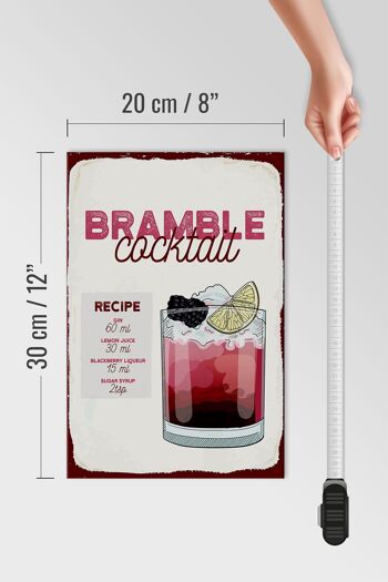Panneau en bois recette Bramble Cocktail Recipe Gin 20x30cm 4