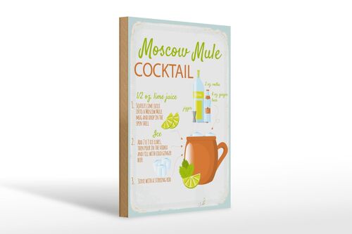 Holzschild Rezept Moscow Mule Cocktail Recipe 20x30cm