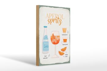 Panneau en bois recette Aperol Spritz Cocktail Recipe 20x30cm 1
