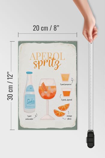Panneau en bois recette Aperol Spritz Cocktail Recipe 20x30cm 4