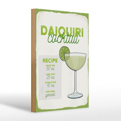 Panneau en bois recette Daiquiri Cocktail Recipe 20x30cm cadeau