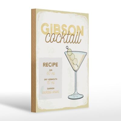 Cartello in legno ricetta Gibson Cocktail Recipe regalo 20x30 cm