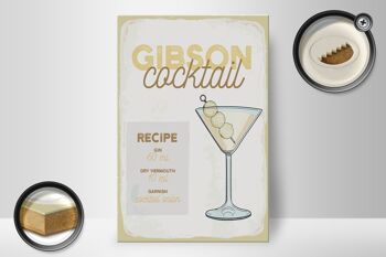 Panneau en bois recette Gibson Cocktail Recipe 20x30cm cadeau 2