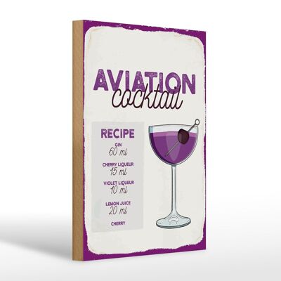 Holzschild Rezept Aviation Cocktail Recipe 20x30cm Geschenk