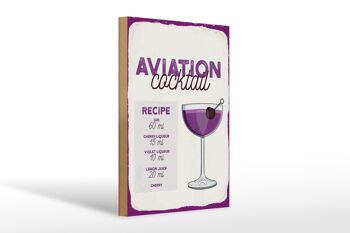 Panneau en bois recette Aviation Cocktail Recipe 20x30cm cadeau 1