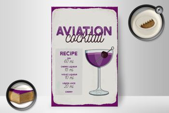 Panneau en bois recette Aviation Cocktail Recipe 20x30cm cadeau 2