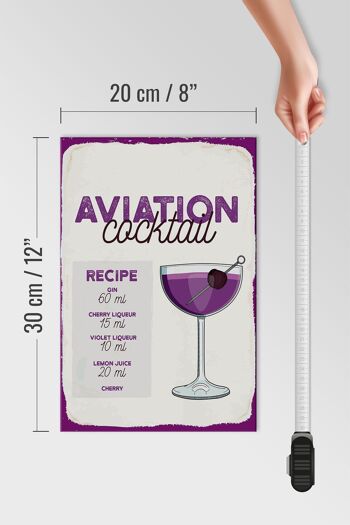 Panneau en bois recette Aviation Cocktail Recipe 20x30cm cadeau 4