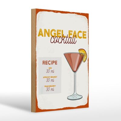 Holzschild Rezept Angel Face Cocktail Recipe 20x30cm