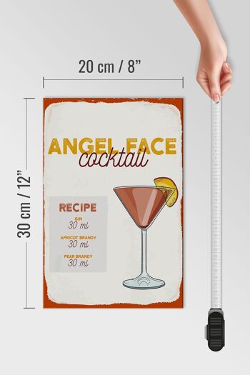 Panneau en bois recette Angel Face Cocktail Recipe 20x30cm 4
