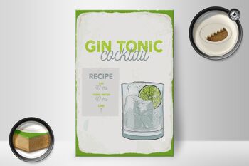 Panneau en bois Recette Gin Tonic Cocktail Recipe 20x30cm 2