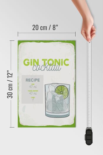 Panneau en bois Recette Gin Tonic Cocktail Recipe 20x30cm 4