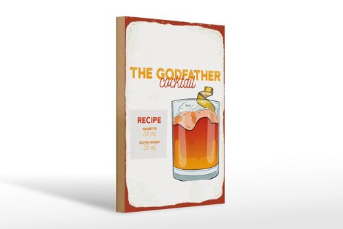 Holzschild Rezept The Godfather Cocktail Recipe 20x30cm