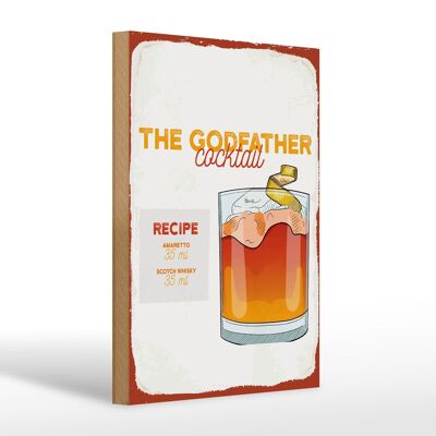 Holzschild Rezept The Godfather Cocktail Recipe 20x30cm