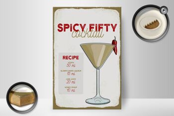 Panneau en bois Recette Spicy Fifty Cocktail Recipe 20x30cm 2