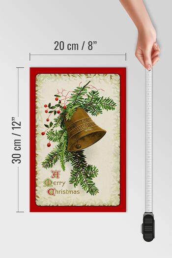 Panneau en bois Cloche de Noël hiver 20x30cm 4