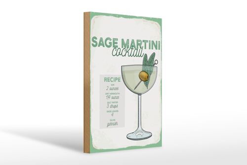 Holzschild Rezept Sage Martini Cocktail Recipe 20x30cm