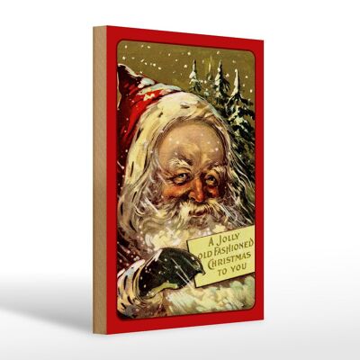 Cartel de madera Papá Noel Invierno Nieve Navidad 20x30cm