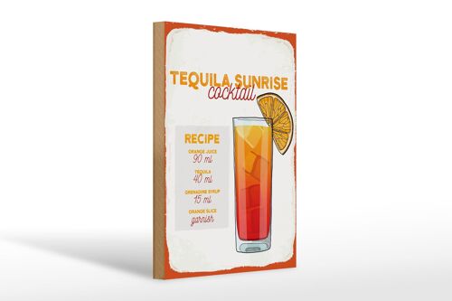 Holzschild Rezept Tequila Sunrise Cocktail Recipe 20x30cm