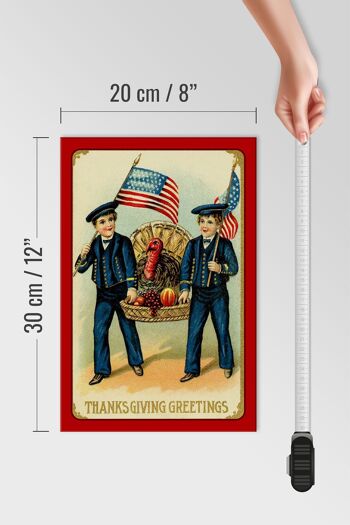Panneau en bois Noël Thanksgiving Amérique 20x30cm 4