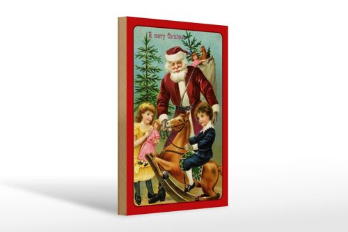 Holzschild Weihnachtsmann Tannenbaum Geschenke 20x30cm