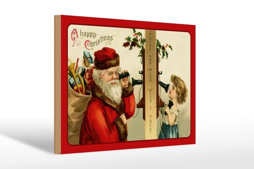 Holzschild Weihnachten Geschenke Santa Claus 30x20cm