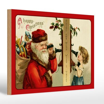Wooden sign Christmas gifts Santa Claus 30x20cm