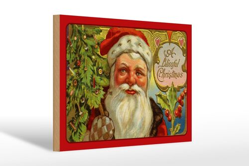 Holzschild Weihnachten Santa Claus Tannenbaum 30x20cm