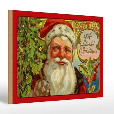 Holzschild Weihnachten Santa Claus Tannenbaum 30x20cm