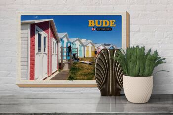 Panneau en bois villes Royaume-Uni Bude Beach 30x20cm 3